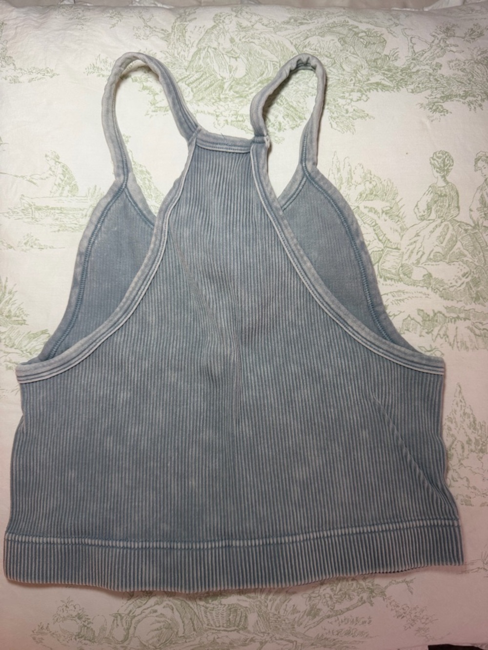 Women's Ribbed Racerback Tank Top - Light Blue/ Gray - Picture 2 of 2